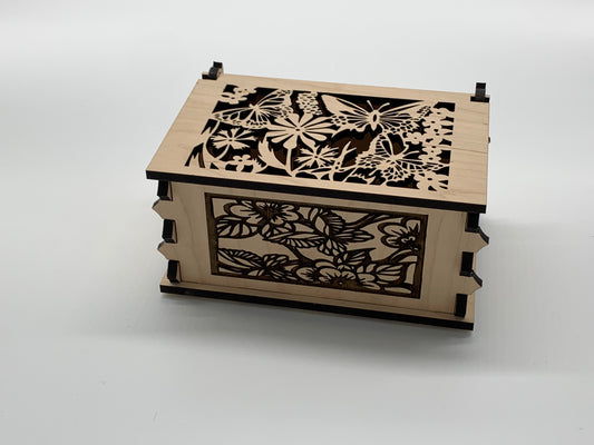 Keepsake Box - Butterfly Design - Maple