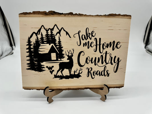 Basswood Live-edge Take Me Home Country Roads Design