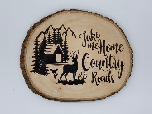 Basswood Live-edge Take Me Home Country Roads Design