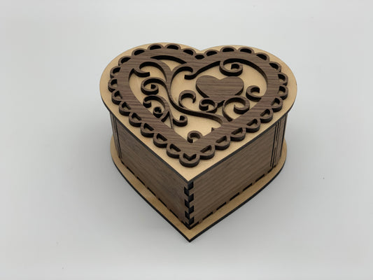 Heart Box : Walnut with Maple Accents