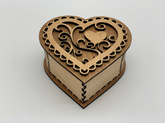 Heart Box - Maple with Cherry Accents